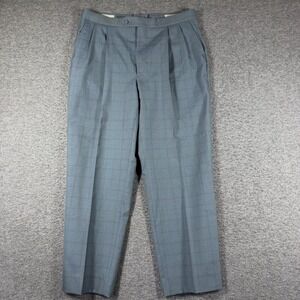 Vintage Sansabelt Plaid Golf Chino Pants Mens Size 34X30 Blue Pleated